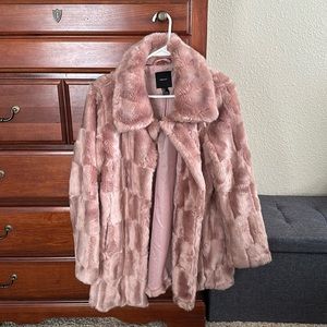 Pink faux fur coat